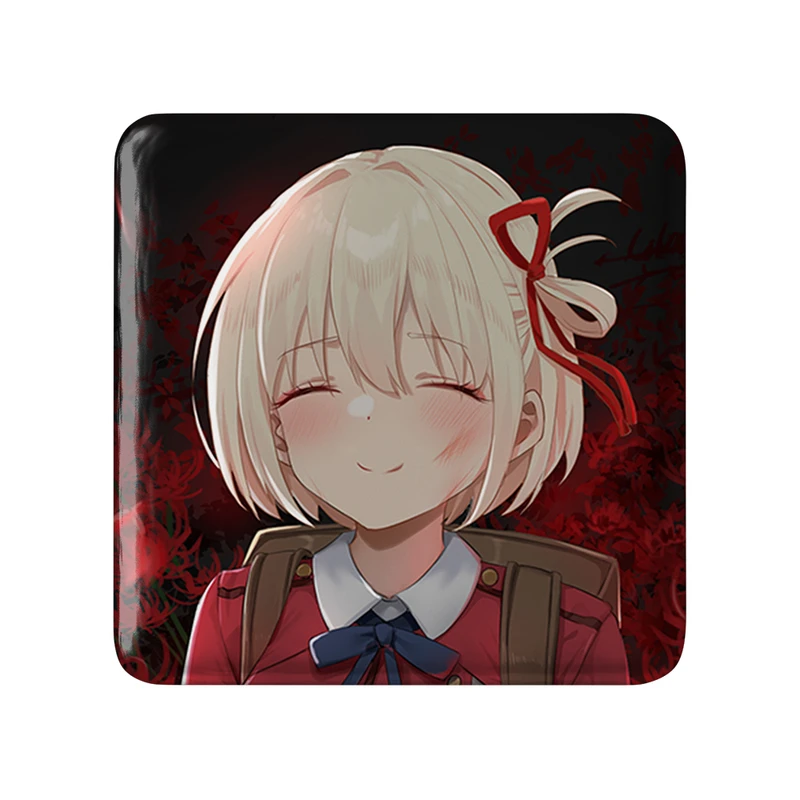 مگنت خندالو طرح چیساتو انیمه لیکوریس ریکویل Lycoris Recoil  مدل مربعی کد 23002