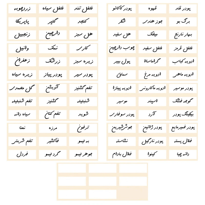 برچسب مدل نظم دهنده ادویه آشپزخانه طرح SM13*mrtk کد 019 مجموعه 80 عددی
