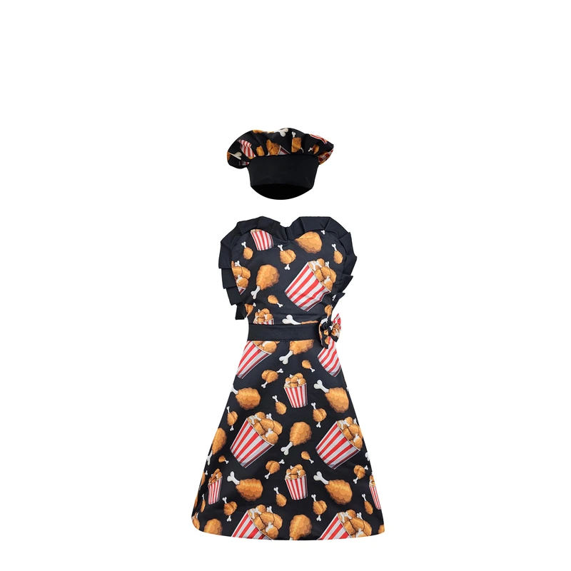 پیشبند آشپزخانه کودک سیی مدل مرغ سوخاری کنتاکی کد 1241.7 به همراه کلاه