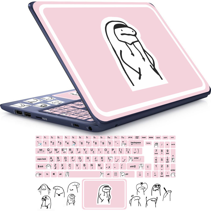 استیکر لپ تاپ راتیانا مدل فلورک 09 مناسب برای لپ تاپ 15 تا 17 اینچ به همراه برچسب حروف فارسی کیبورد
