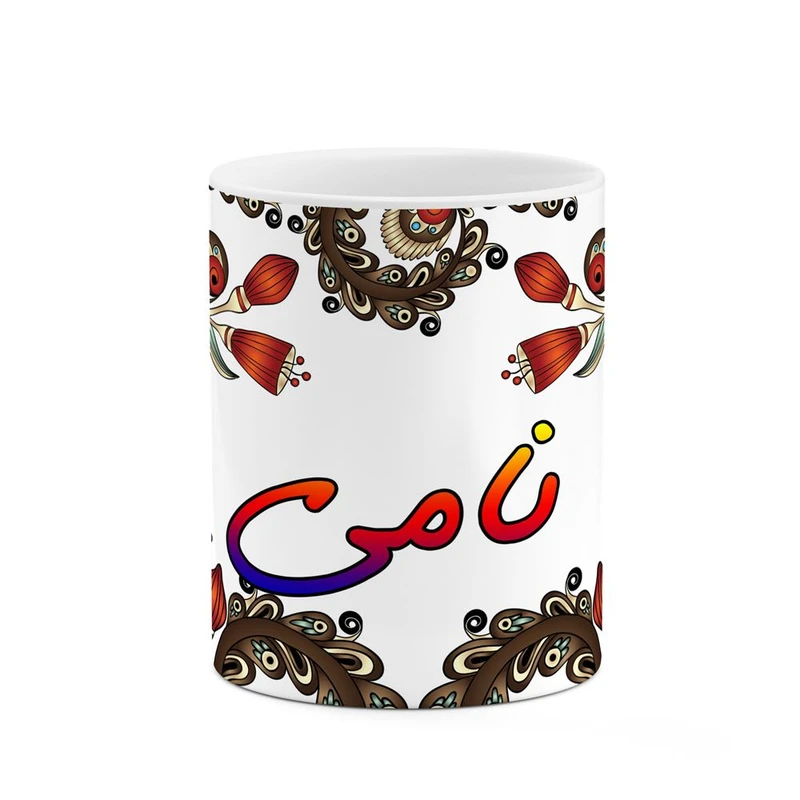 ماگ کاکتی مدل اسم نامی طرح سنتی گل و بته کد mgh47964