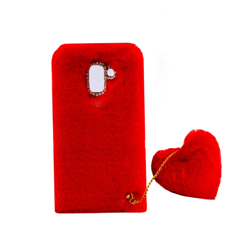 کاور طرح دخترانه مدل خزدار پشمالو مناسب برای گوشی موبایل سامسونگ Galaxy J8 به همراه آویز