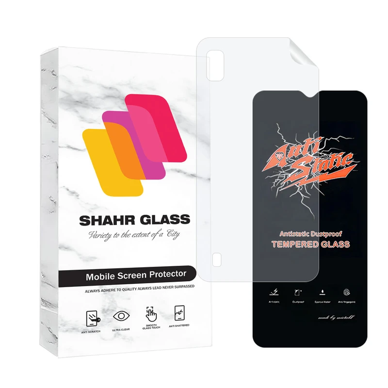 محافظ صفحه نمایش شهر گلس مدل ANTNABKSH مناسب برای گوشی موبایل سامسونگ Galaxy A10 / M10 به همراه محافظ پشت گوشی