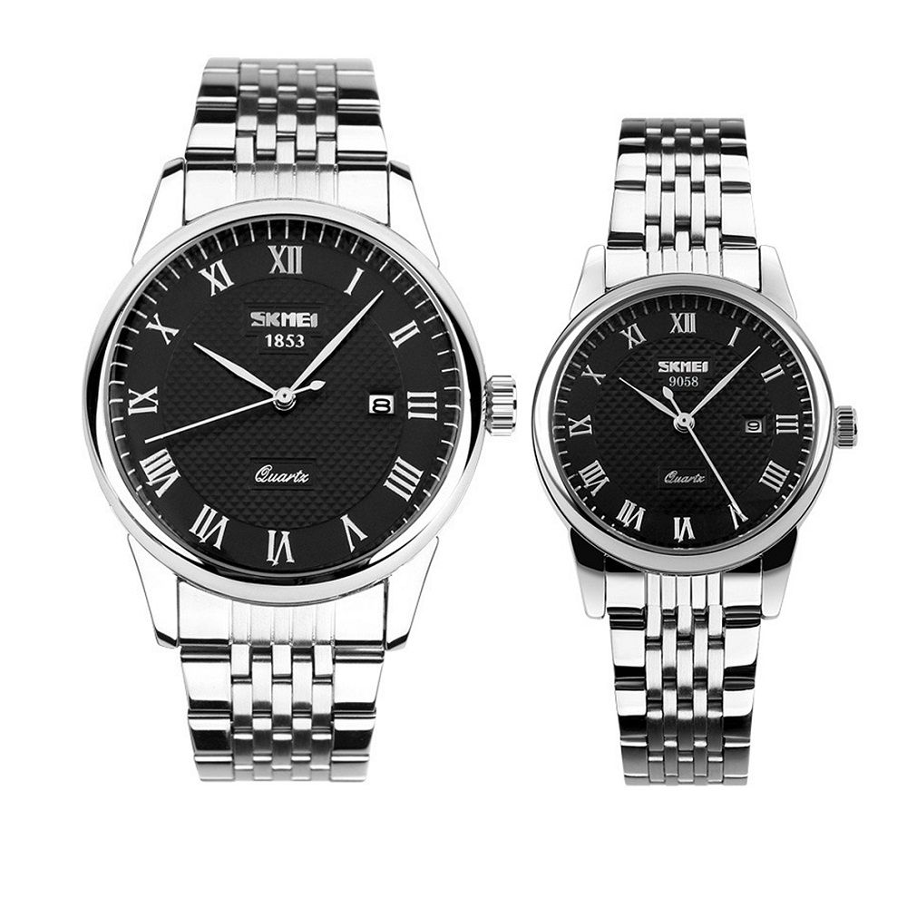 ست ساعت مچی عقربه ای زنانه و مردانه اسکمی مدل 9058B - - 1
