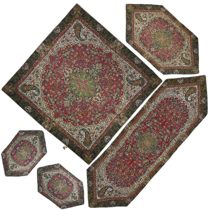 ست 5 تکه رومیزی ترمه مدل حسامی کد ZRSH5-5