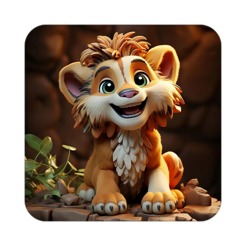 زیر لیوانی کاکتی طرح شیر مدل mp23444