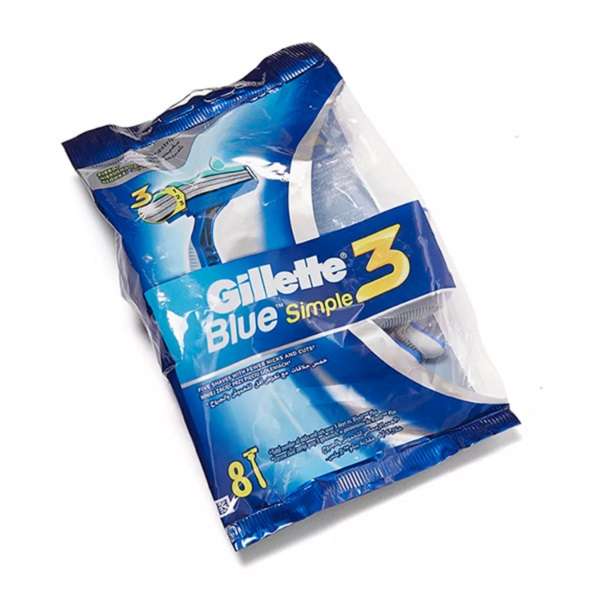 خود تراش مردانه ژیلت مدل Blue Simple 3 بسته 8 عددی خود تراش مردانه ژیلت مدل Blue Simple 3 بسته 8 عددی