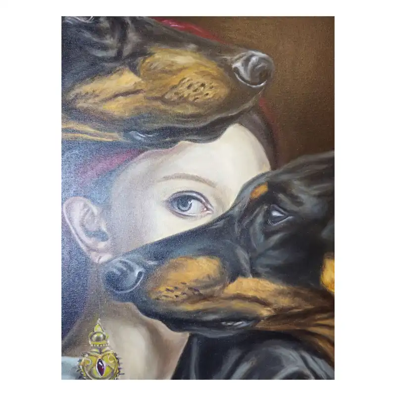 تابلو نقاشی رنگ روغن مدل دوبرمن کد 1402