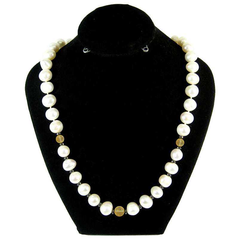 گردنبند طلا 18 عیار مانچو مدل مروارید پرورشی باروک و sfg601n