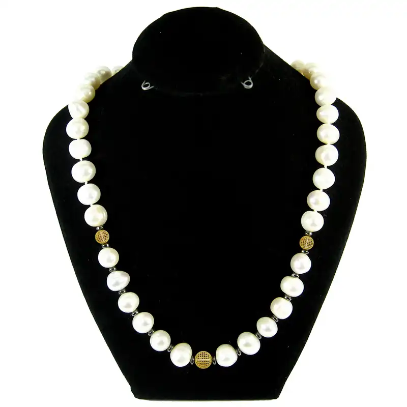 گردنبند طلا 18 عیار مانچو مدل مروارید پرورشی باروک و sfg601n