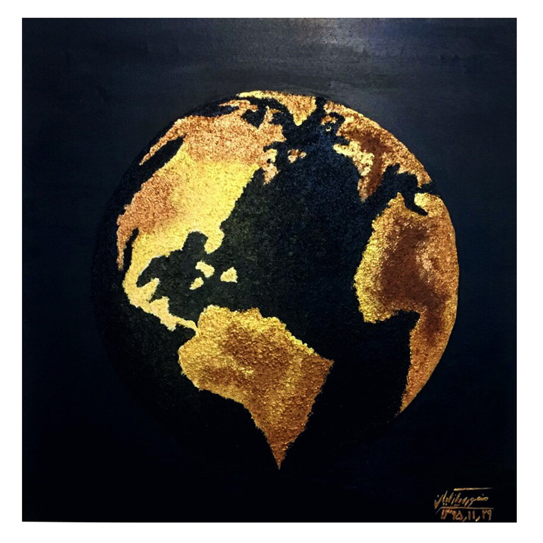 تابلو نقاشی اکرلیک طرح کره زمین