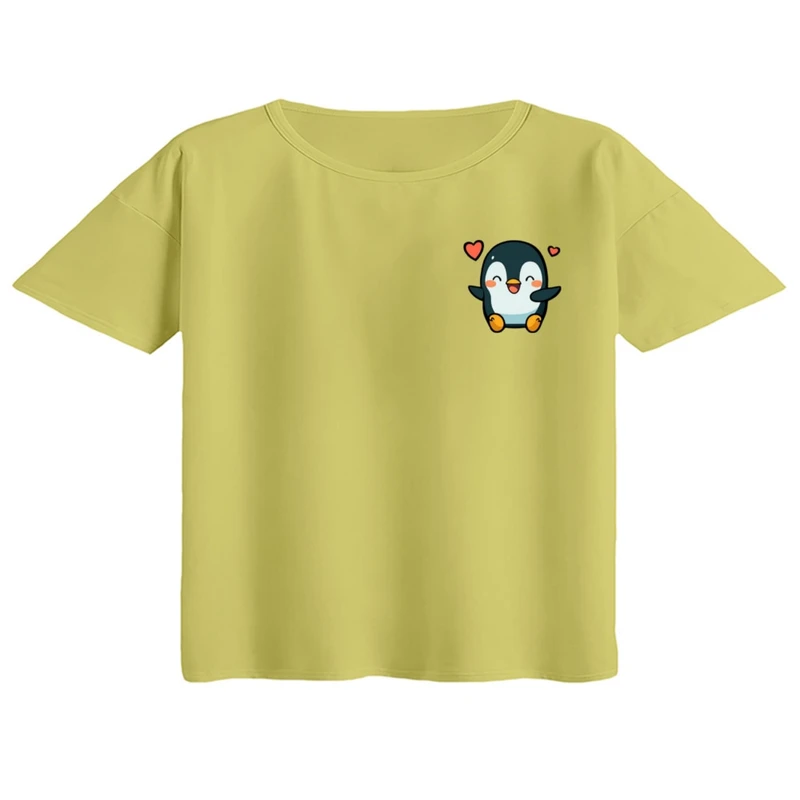 کراپ تی‌شرت آستین کوتاه زنانه مدل پنگوئن کد ۲