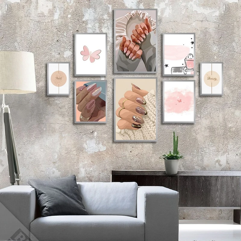 تابلو بکلیت طرح آرایشی کاشت و لاک ناخن مدل SI-2728 مجموعه 8 عددی