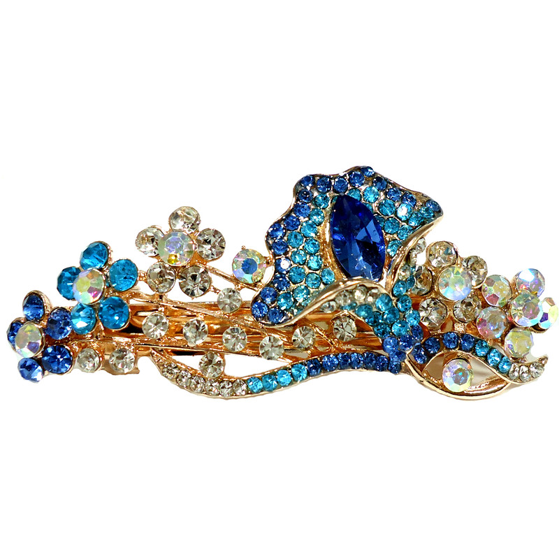 گیره مو آی جواهر طرح گل نیلوفر کد K55179