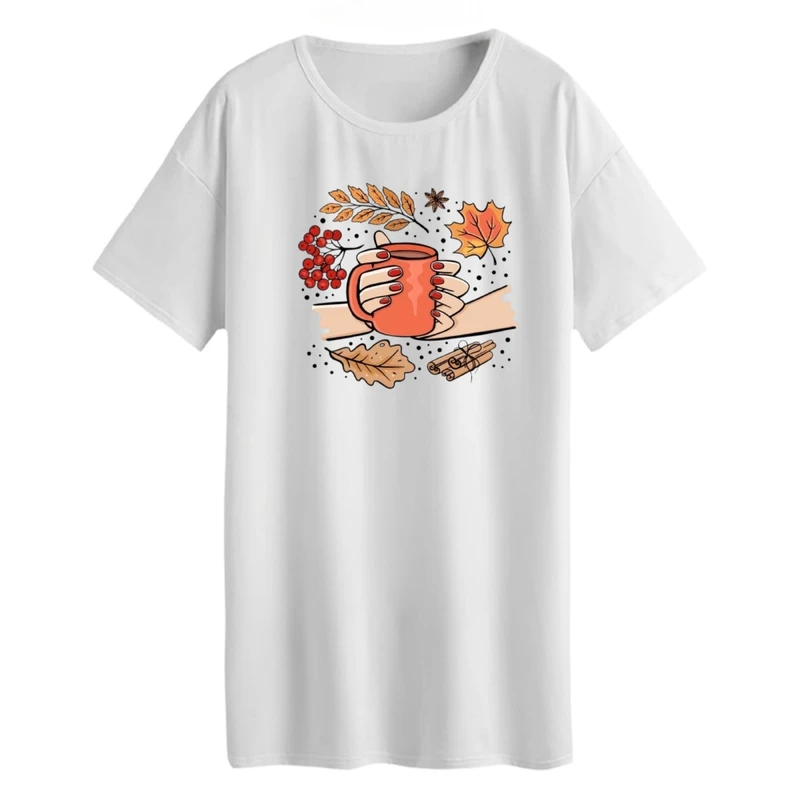 تی شرت لانگ زنانه مدل لیوان و پاییز