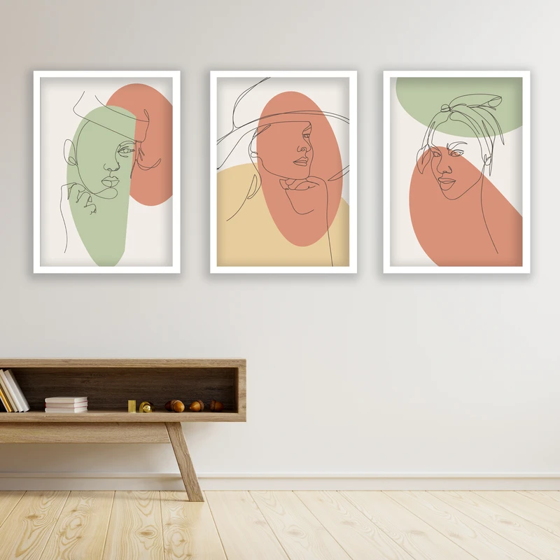 تابلو مدل مینیمال دکوراتیو کد LA-G3096 مجموعه 3 عددی