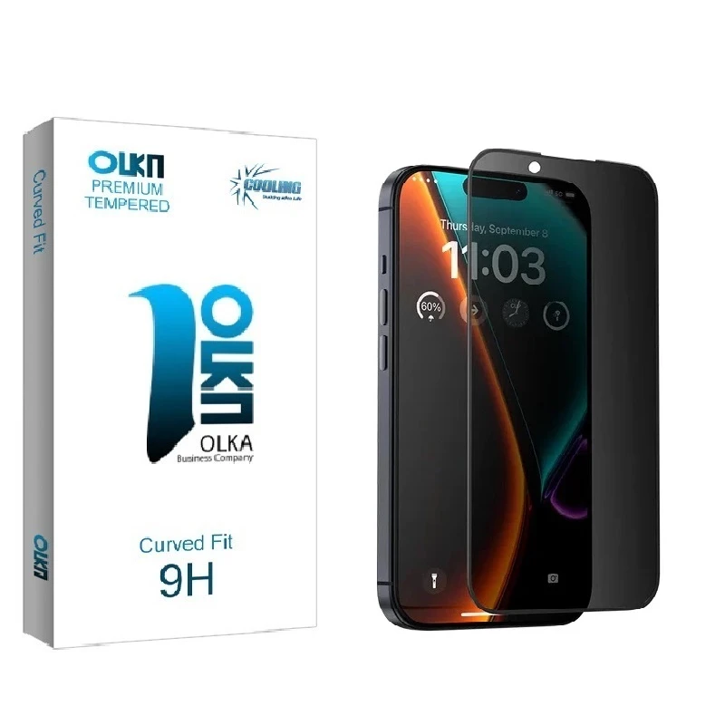 محافظ صفحه نمایش حریم شخصی کولینگ مدل olka مناسب برای گوشی موبایل اپل IPHONE 15 PLUS/15 PROMAX