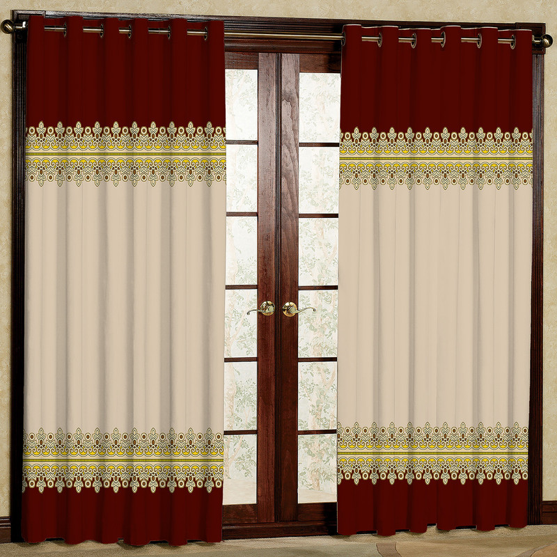 پرده طرح ساده حاشیه زرشکی مدل مخمل پانچی کد 2_4664 W سایز 140x202 سانتی متر
