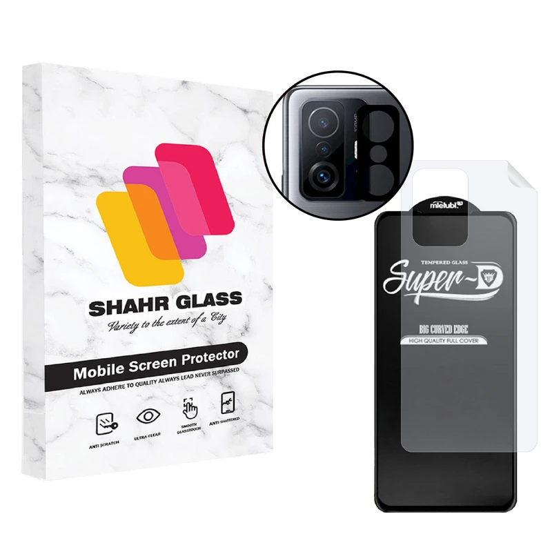 محافظ صفحه نمایش شهر گلس مدل 3SNF-Glass مناسب برای گوشی موبایل شیائومی 11T Pro به همراه محافظ پشت گوشی و محافظ لنز دوربین