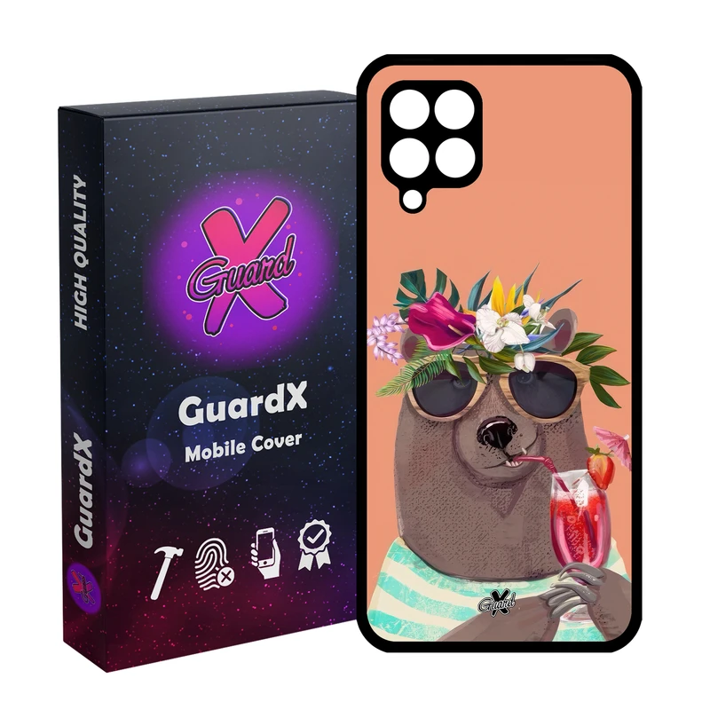 کاور گارد ایکس طرح خرس مدل Glass10645 مناسب برای گوشی موبایل سامسونگ Galaxy A12/M12/F12
