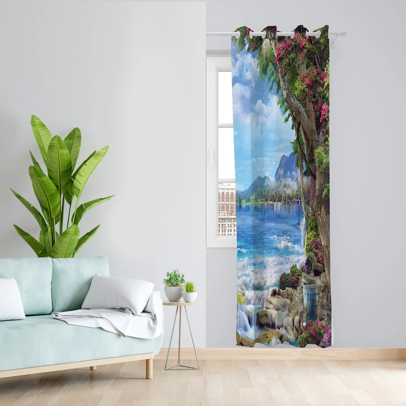 پرده طرح جزیره مدل مخمل پانچی کد 2281 z سایز 140x200 سانتی متر