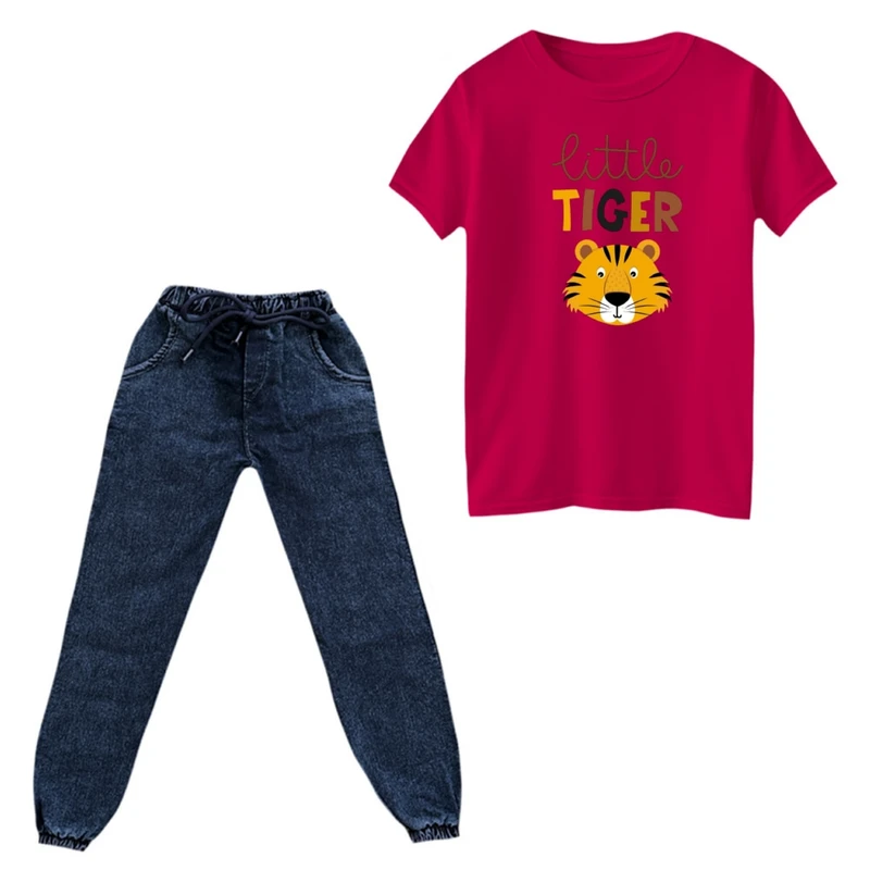 ست تی‌شرت و شلوار پسرانه مدل ببر کوچک