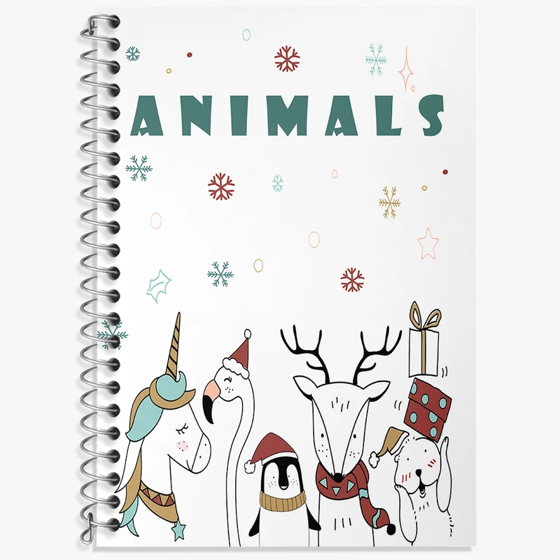 دفتر زبان 50 برگ خندالو مدل سه خط طرح حیوانات بامزه و کیوت کد N2533