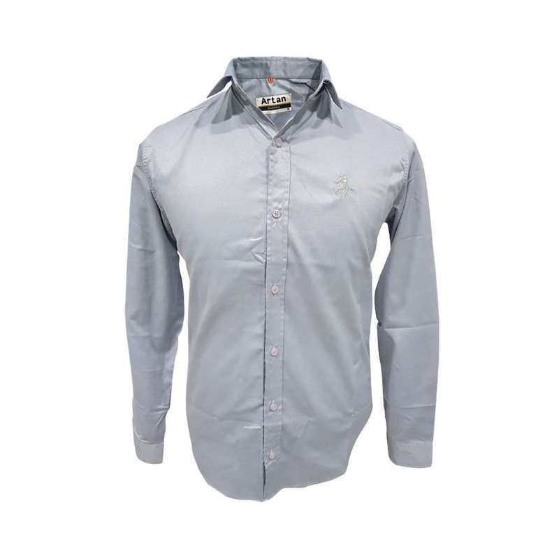 پیراهن آستین بلند مردانه مدل ساتن کد 23-124086 رنگ طوسی
