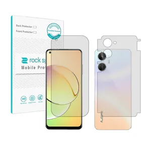 Rockspace HyGEL model transparent screen protector suitable for Realme 10 mobile phone along with the back of the phone