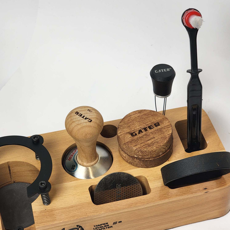 استند نگهدارنده پرتافیلتر باریستا اسپیس مدل چوبی هشت خانه کد 58