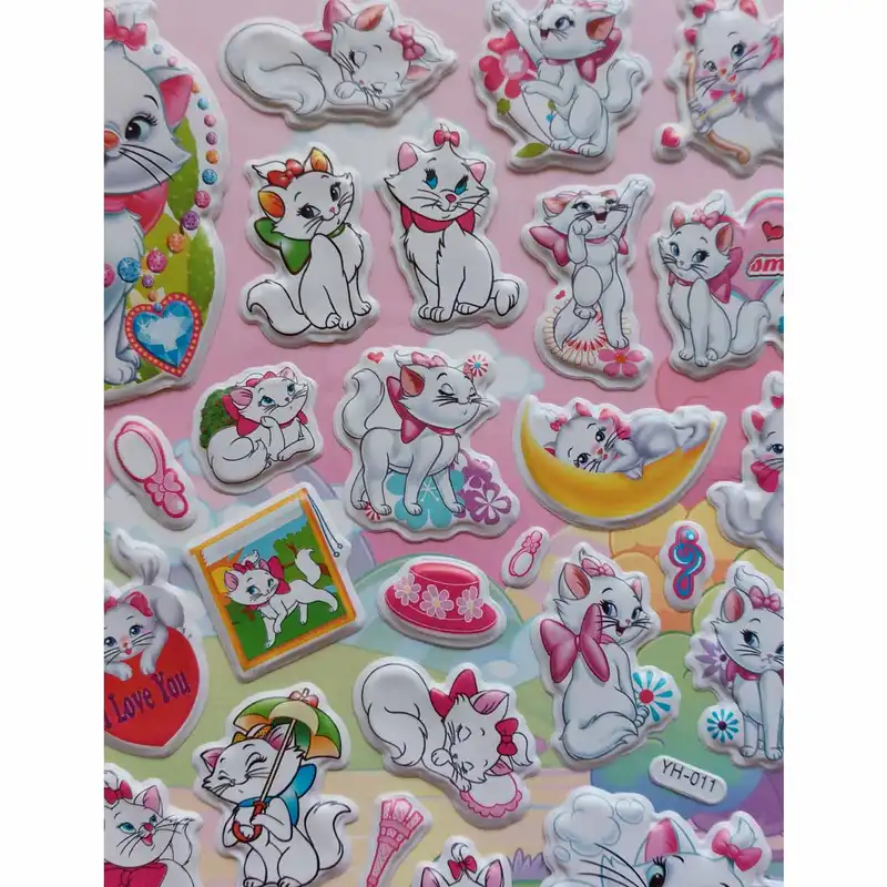 برچسب مدل پفکی برجسته طرح گربه های اشرافی