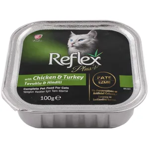 خوراک کاسه ای گربه مدل REFLEX PLUS گوشت مرغ و بوقلمون وزن 100 گرمی