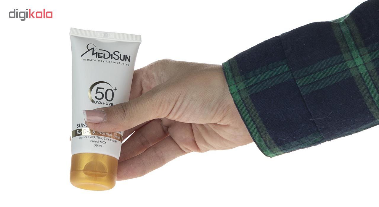 کرم ضد آفتاب مدیسان سری Dry And Normal Skin مدل Tinted حجم 50 میلی لیتر -  - 5
