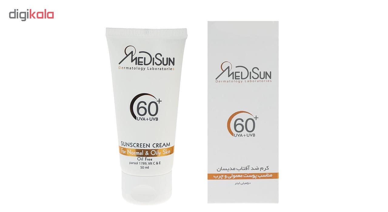 کرم ضد آفتاب مدیسان سری Normal And Oily Skin مدل Without Color حجم 50 میلی لیتر