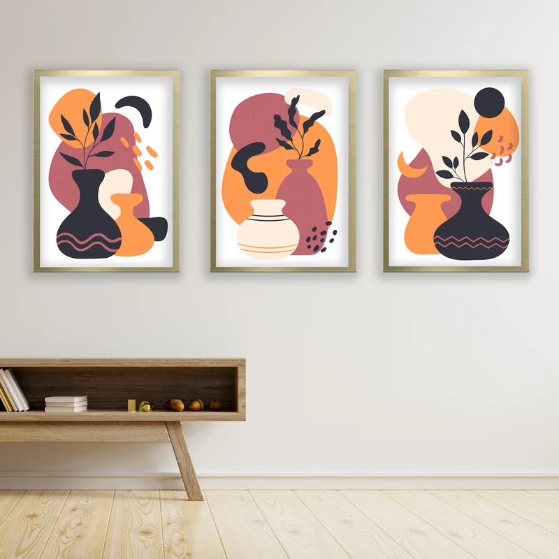 تابلو مدل مینیمال دکوراتیو کد LA-G30142 مجموعه 3 عددی