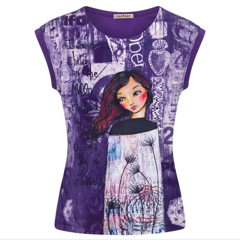 تی‌شرت آستین تا روی شانه زنانه مدل دختر