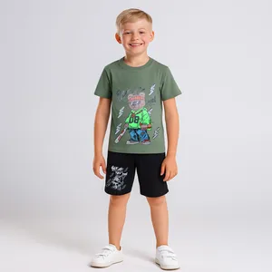 ست تی شرت آستین کوتاه و شلوارک پسرانه چیندکا مدل TEDDY کد 102