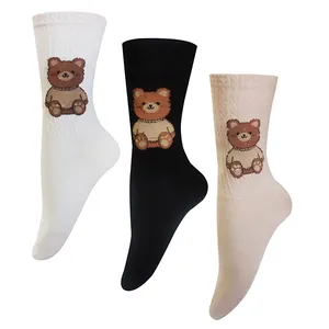 جوراب ساق بلند دخترانه تن پوش هنگامه مدل کش گندمی برجسته تدی بسته 3 عددی