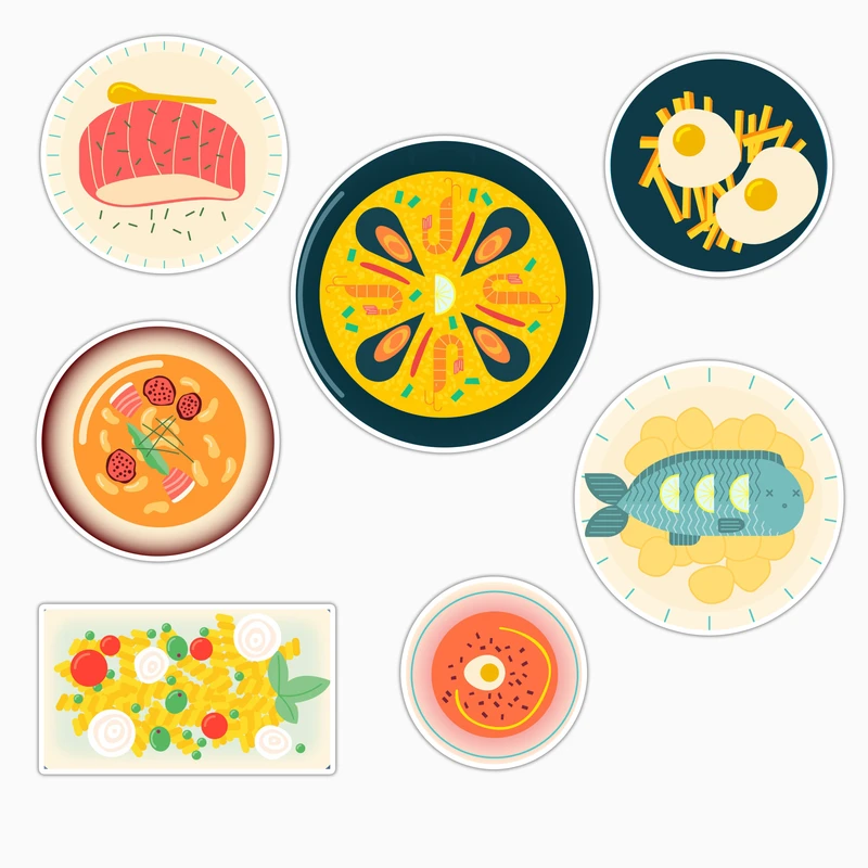 استیکر لپ تاپ و موبایل بووم طرح غذا کد MM119 مجموعه 7 عددی