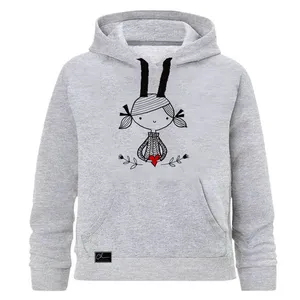 هودی دخترانه مدل قلب کوچک کد J52 رنگ طوسی