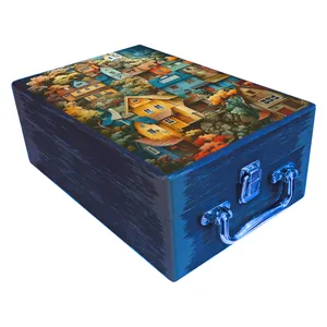  جعبه هدیه مدل چمدان چوبی طرح بهاری کد WS750