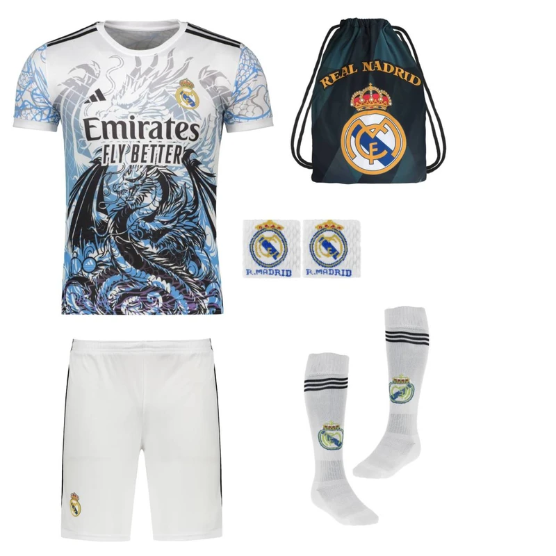 ست 6 تکه لباس ورزشی پسرانه مدل دراگون طرح رئال مادرید کد se