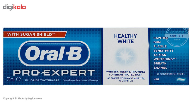خمیر دندان سفید کننده اورال-بی مدل Pro Expert Healthy White حجم 75 میلی لیتر