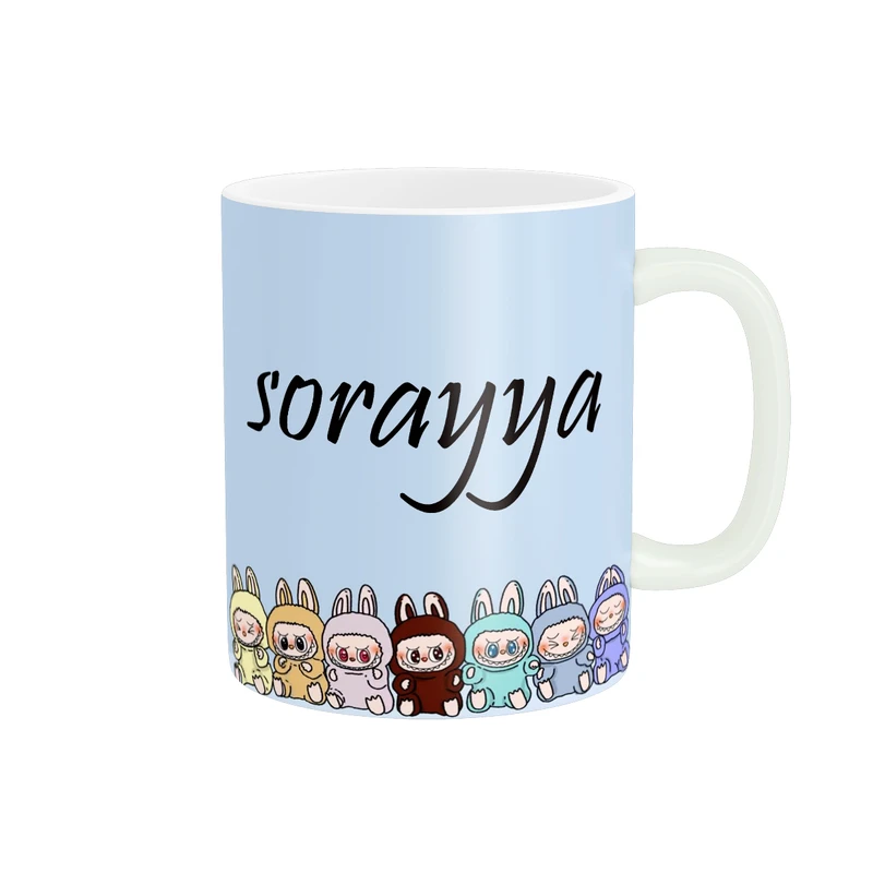 ماگ پاد آفرین مدل فانتزی عروسکی شخصیت کارتونی لبوبو ترند اسم نوشته ثریا کد 707