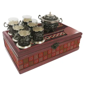 سرویس چای خوری قلمزنی طرح سیمین کد d-910