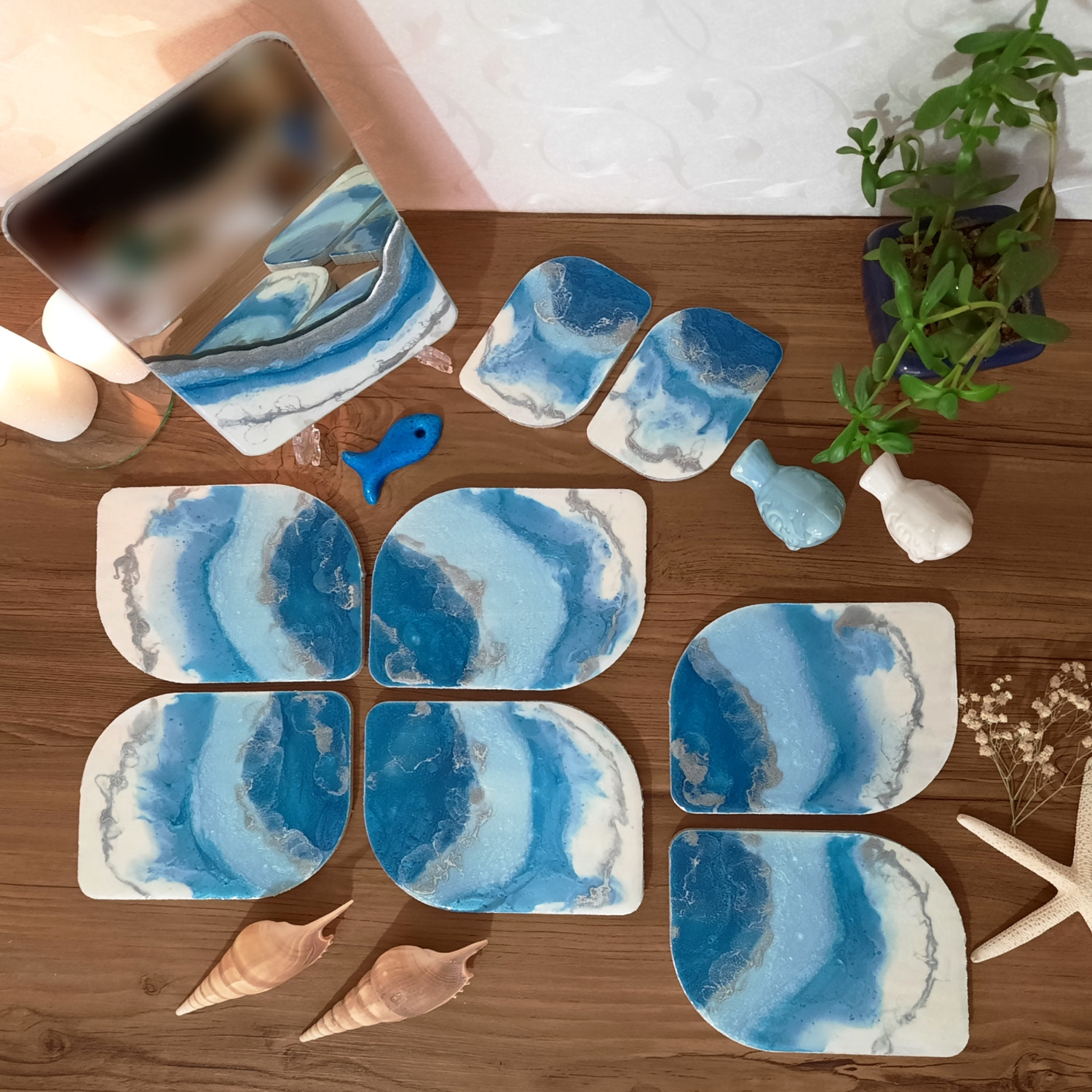 مجموعه ظروف هفت سین 9 پارچه مدل دریا