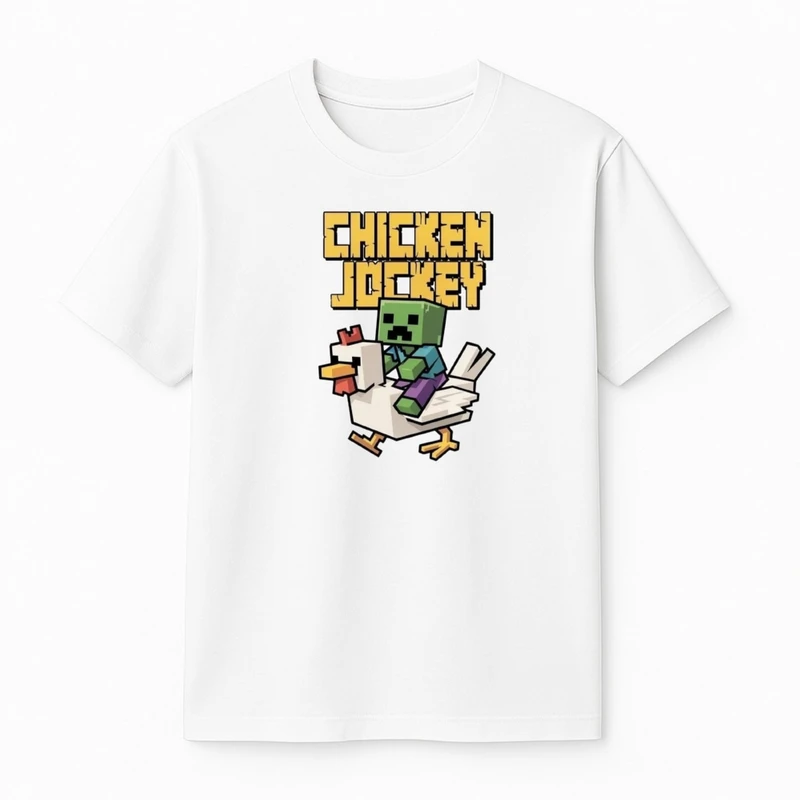 تی‌شرت آستین کوتاه پسرانه مدل ماینکرفت و مرغ کد v8 