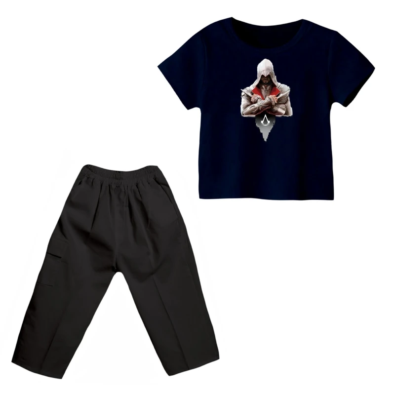 ست تی شرت و شلوارک پسرانه مدل اساسینز کرید کد 4