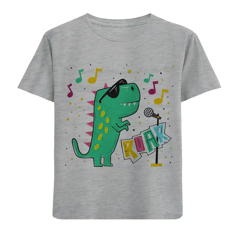تی شرت آستین کوتاه بچگانه مدل دایناسور خواننده F415
