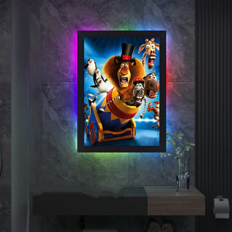 تابلو نوری طرح ماداگاسکار مدل کنترلی مولتی کالر RGB